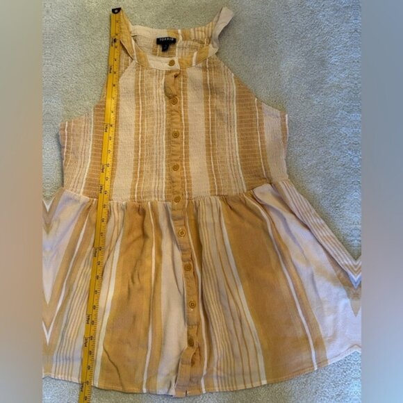 Torrid Yellow Stripe Button Smocked Sleeveless Tank Top Women's Size 1 - Picture 3 of 7